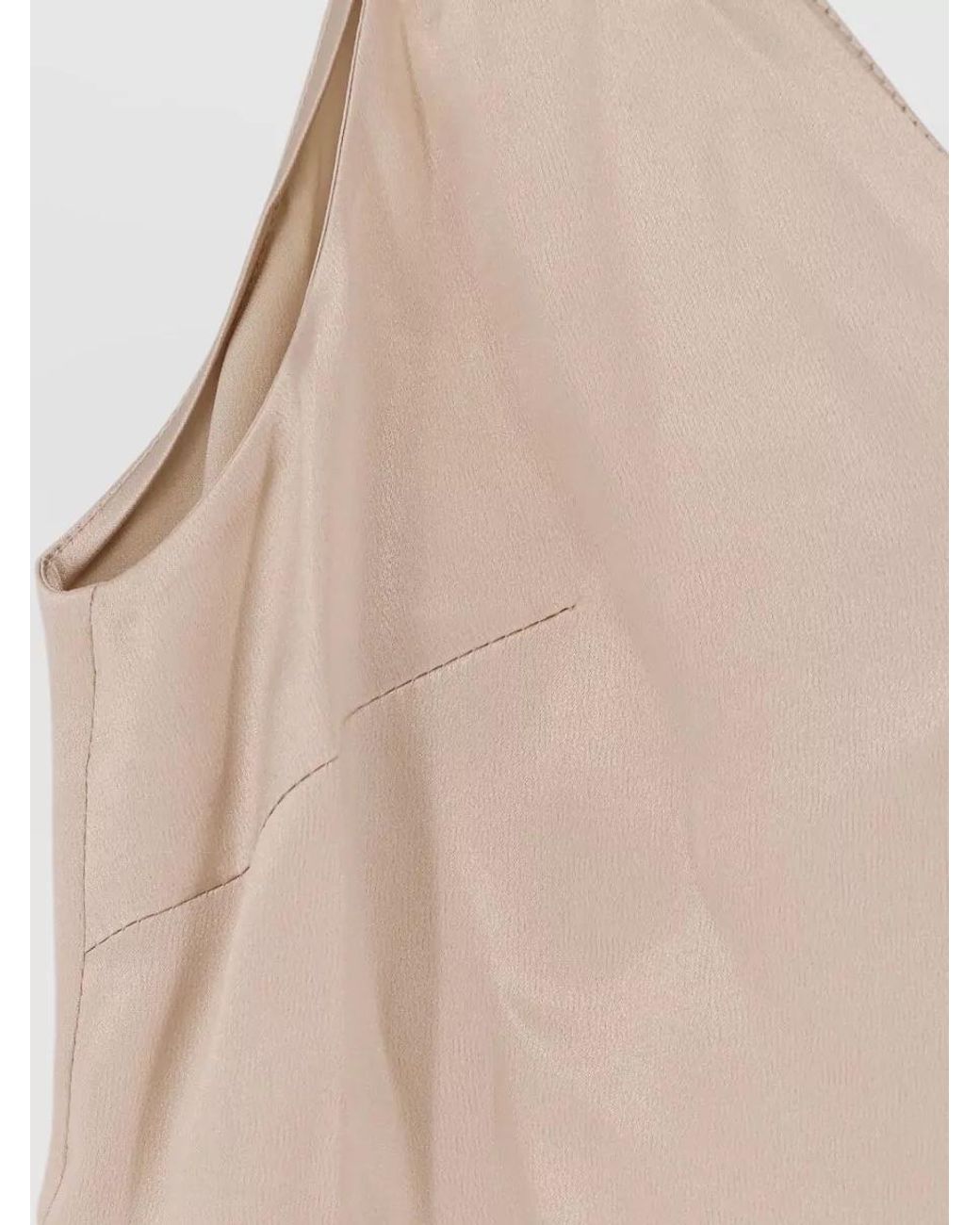 Brunello Cucinelli Natural Silk V-Neck Sleeveless Top