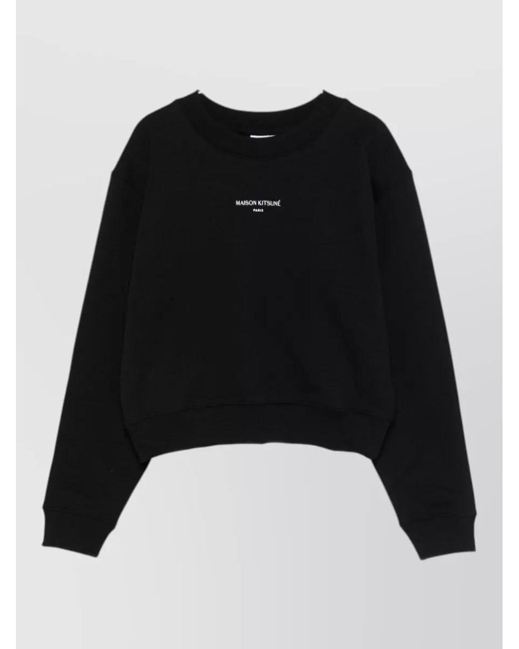 Maison Kitsuné Black Logo Cotton Cropped Sweatshirt