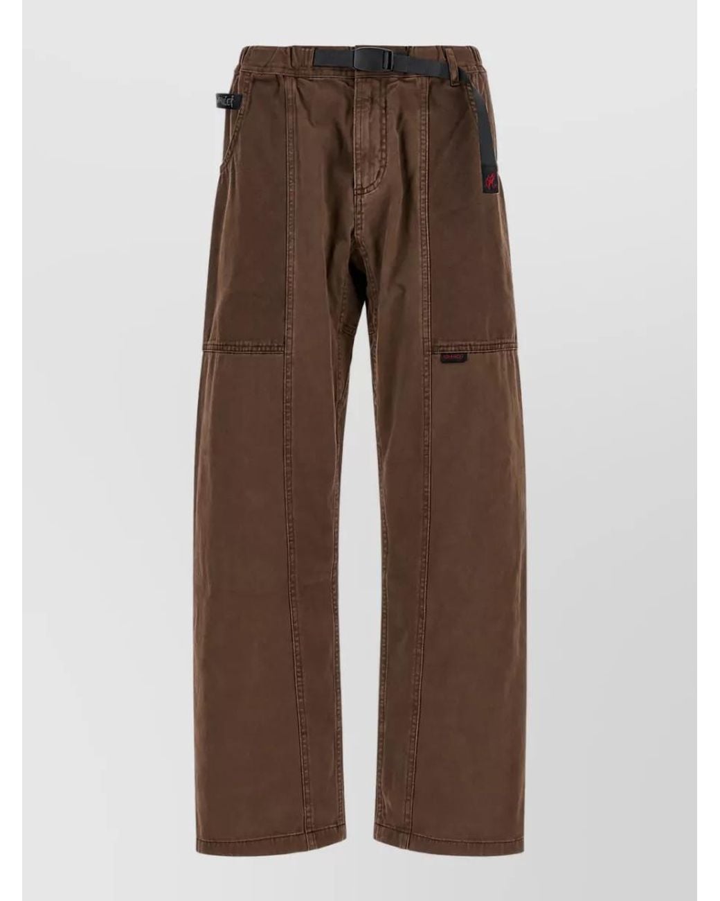 Gramicci Brown Cotton Straight Leg Cropped Trousers for men