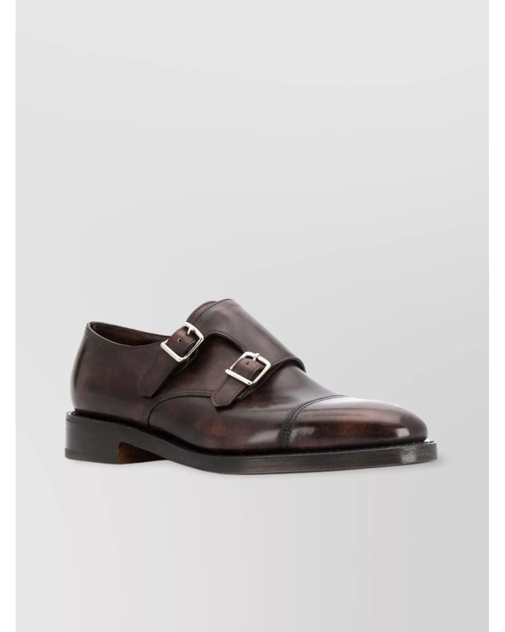 John Lobb Brown Leather Monk Loafers for men