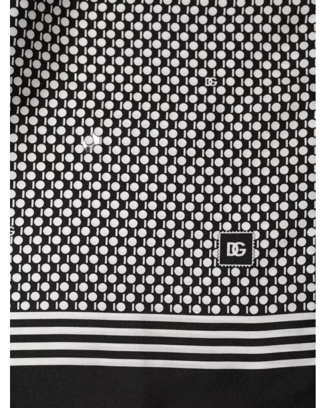 Dolce & Gabbana Gray Silk Geometric Scarf for men