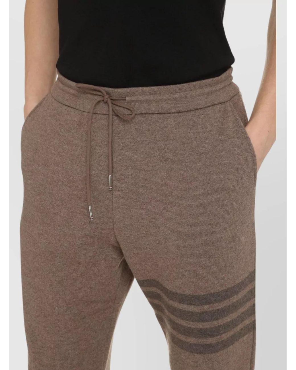 Thom Browne Gray Wool Striped Ribbed Track Pants for men