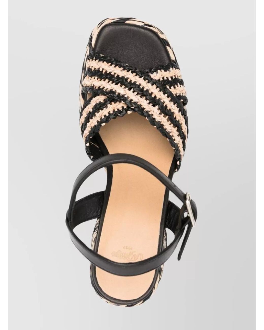 Castaner Metallic Raffia Block Heel Sandals
