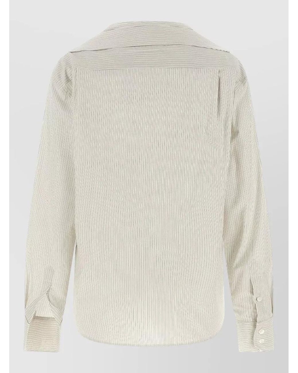 MM6 by Maison Margiela White Striped Relaxed-Fit Collarless Shirt
