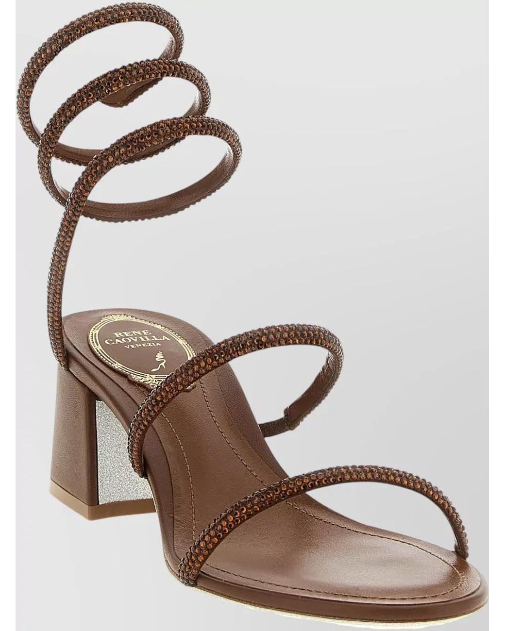 Rene Caovilla Pink Cleo Coiled-Strap Leather Sandals
