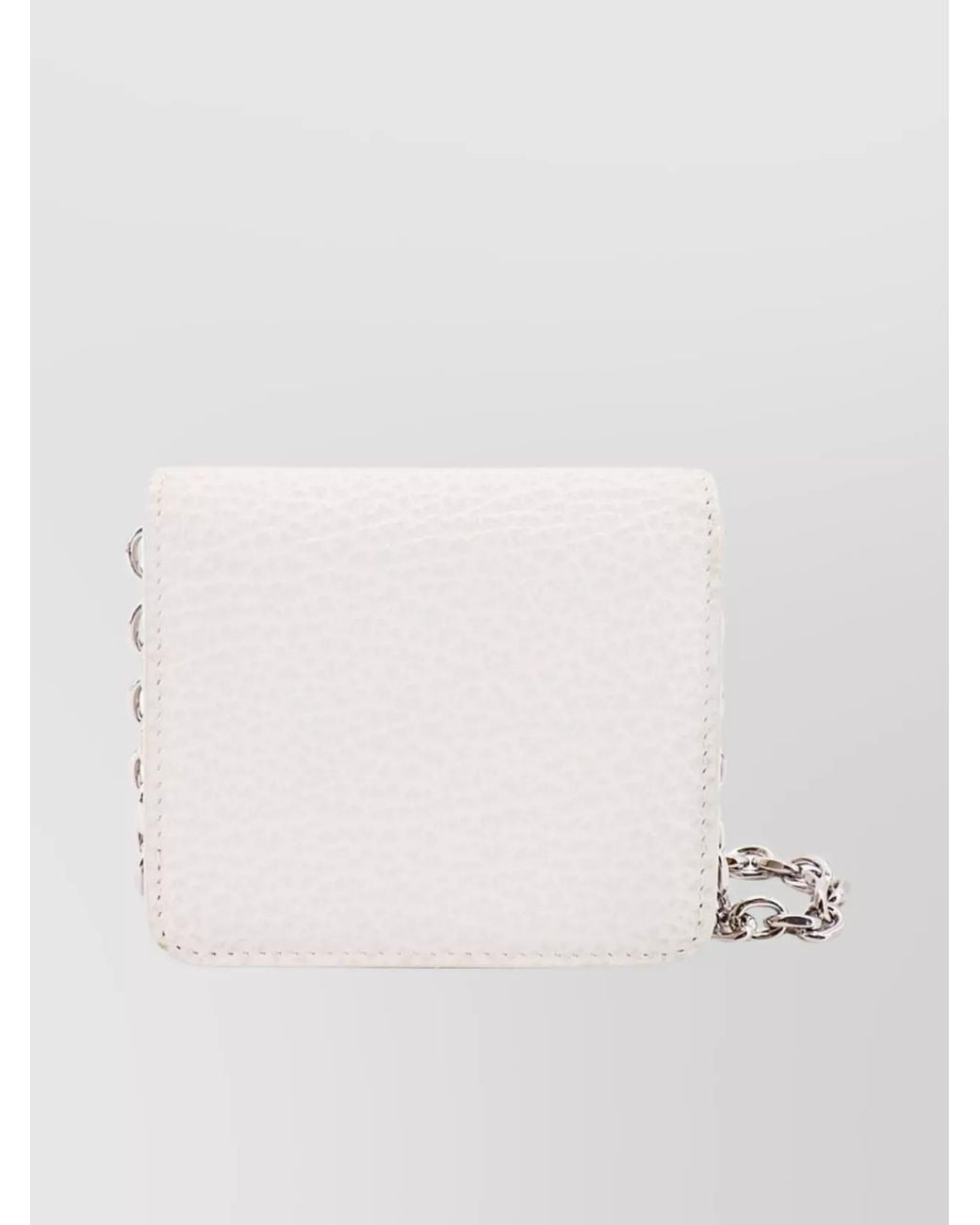 Maison Margiela Natural Iconic Stitching Leather Card Holder With Chain Strap