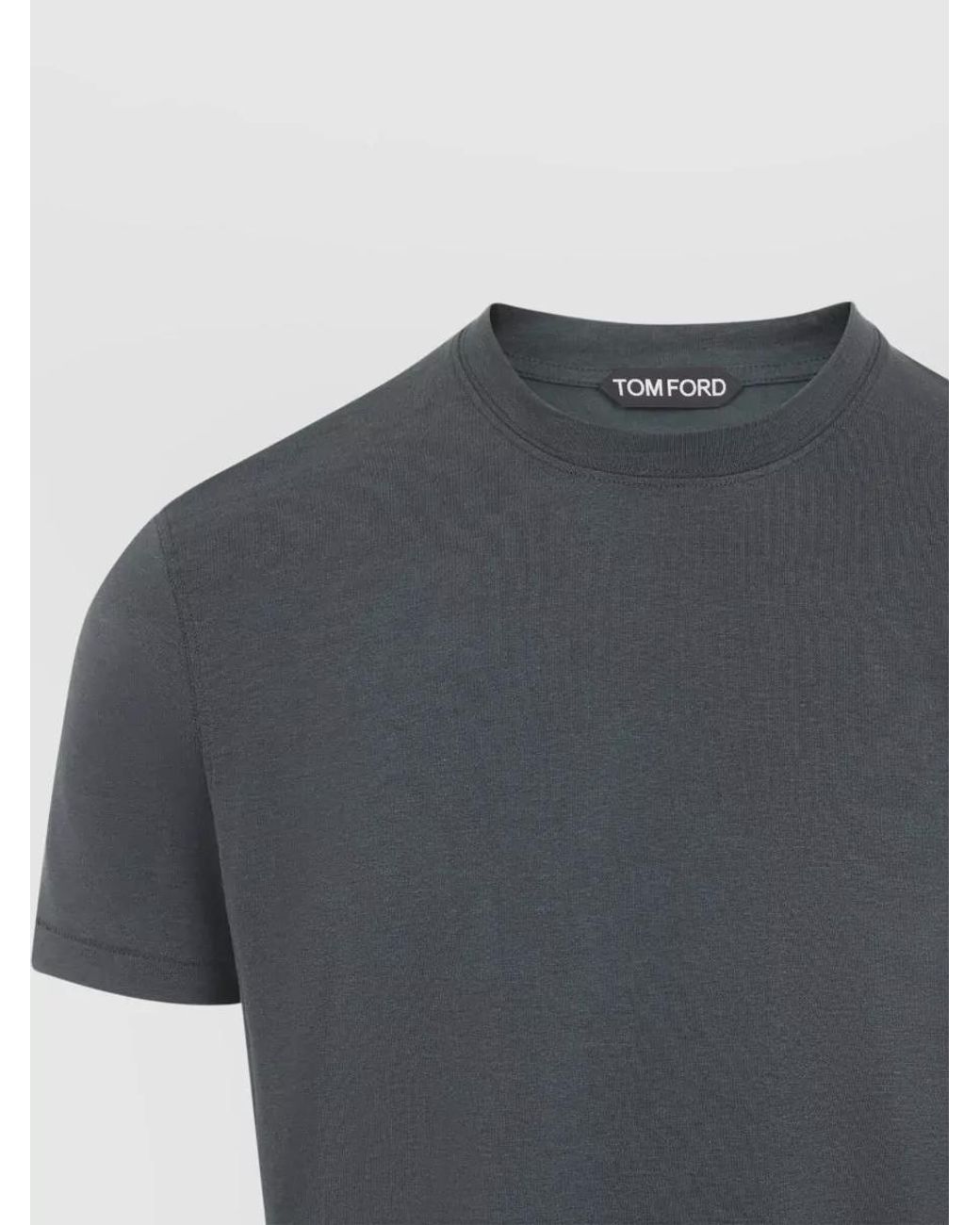 Tom Ford Blue Lyocell Cotton Jersey Crew Neck Short Sleeve T-Shirt for men