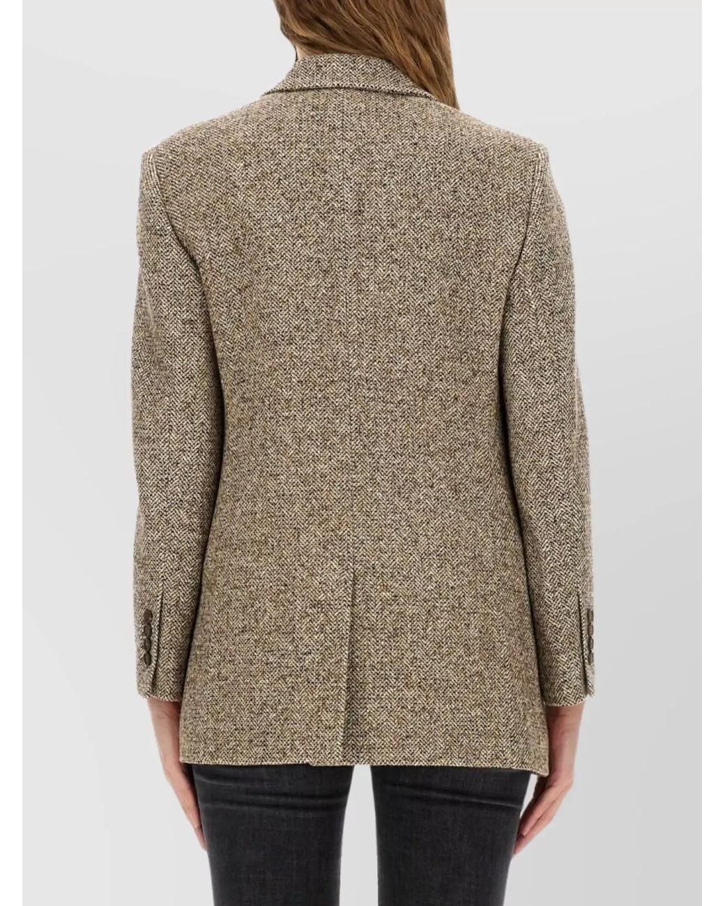 Brunello Cucinelli Natural Virgin Wool And Silk Tweed Jacket