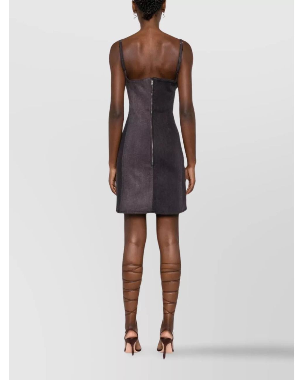 Y. Project Black Denim Oversized Sweetheart Neck Mini Dress