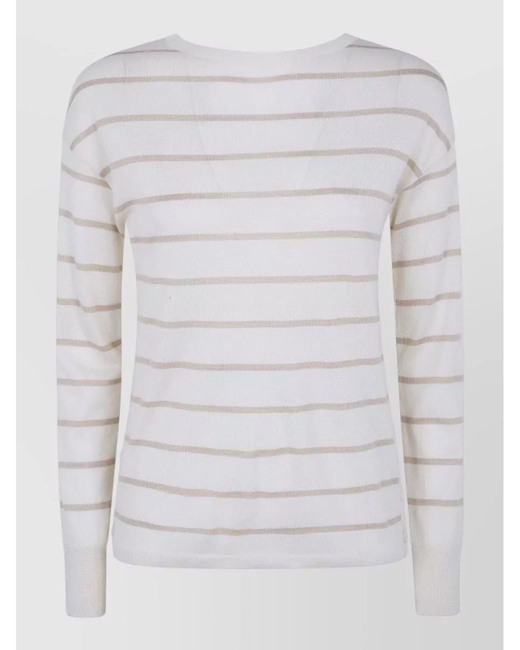 Max Mara Gray Striped Cashmere Silk Sweater
