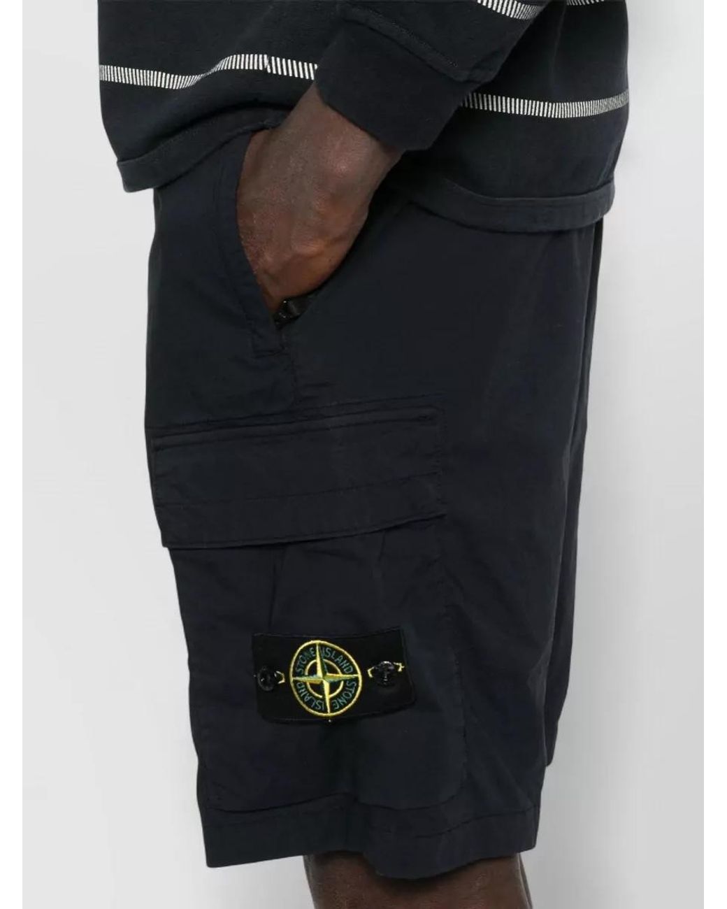 Stone Island Blue Regular-Fit Cotton Cargo Bermuda Shorts for men
