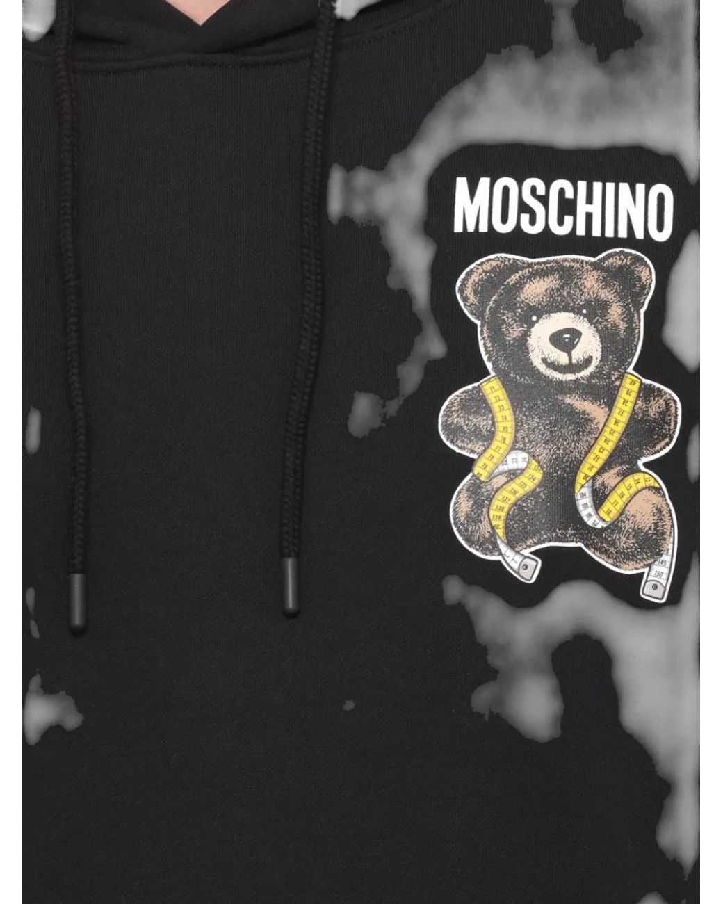 Moschino Black Cotton Hooded Logo Print Sweatshirt for men