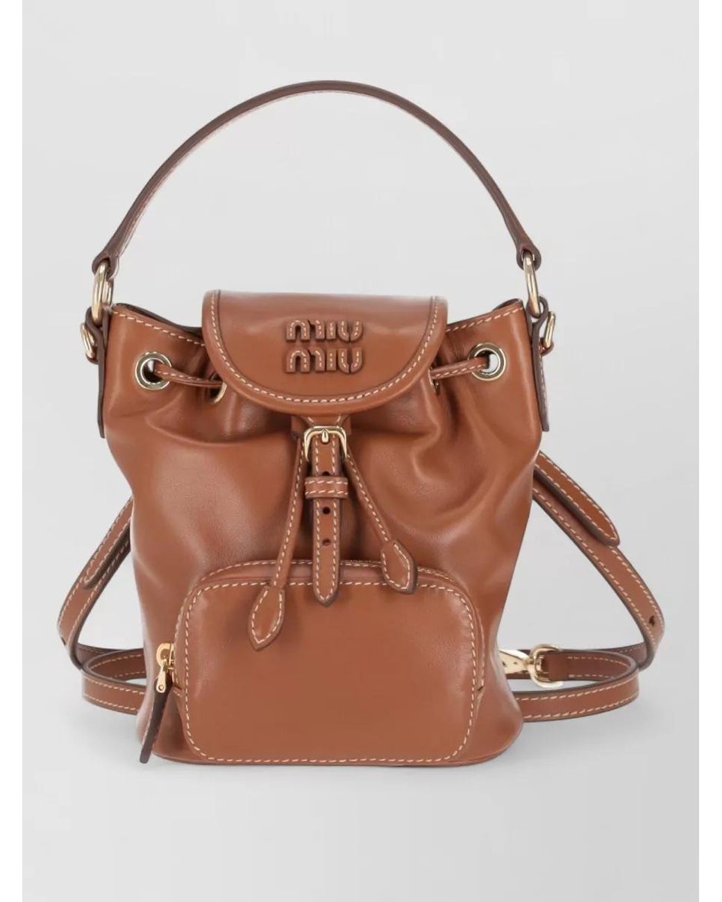 Miu Miu Brown Leather Bucket Bag