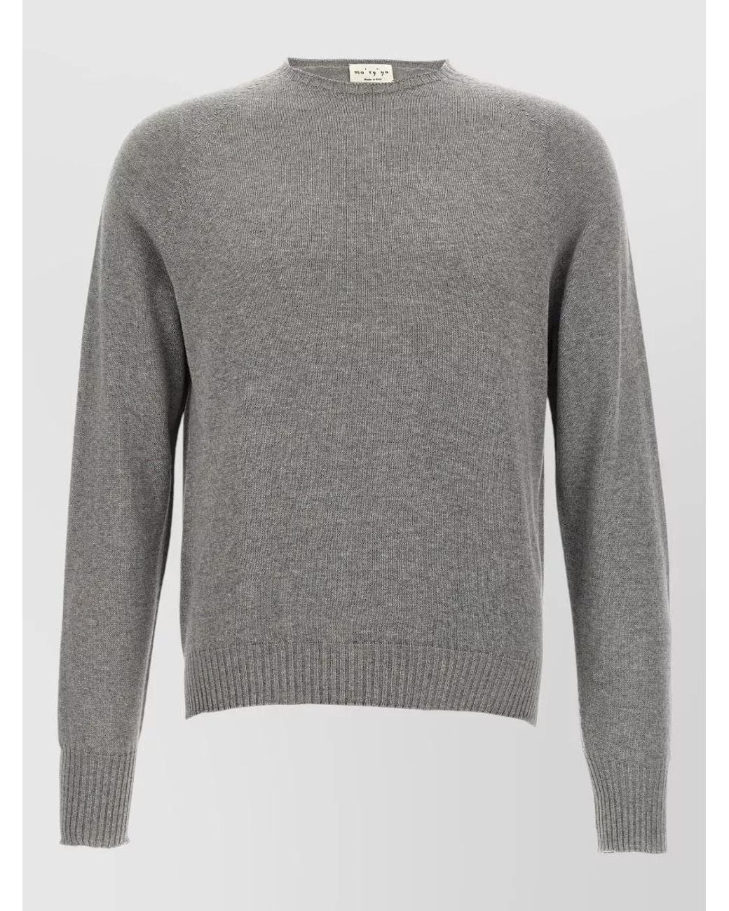Ma'ry'ya Gray Cashmere Cotton Crew Neck Long Sleeve Sweater for men