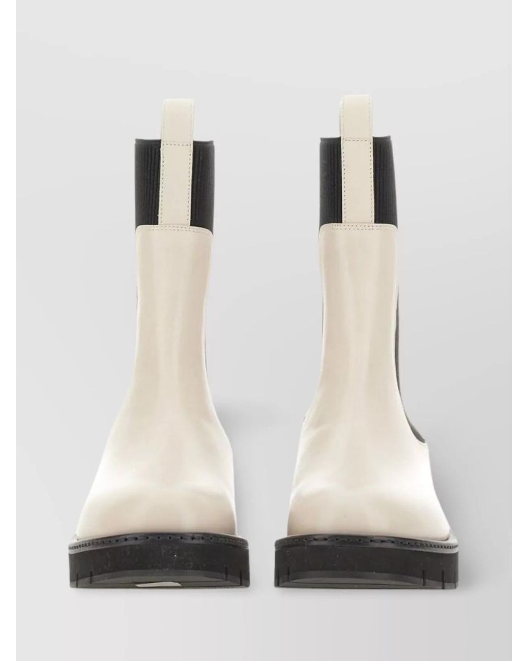 Ferragamo White Leather Chelsea Boots