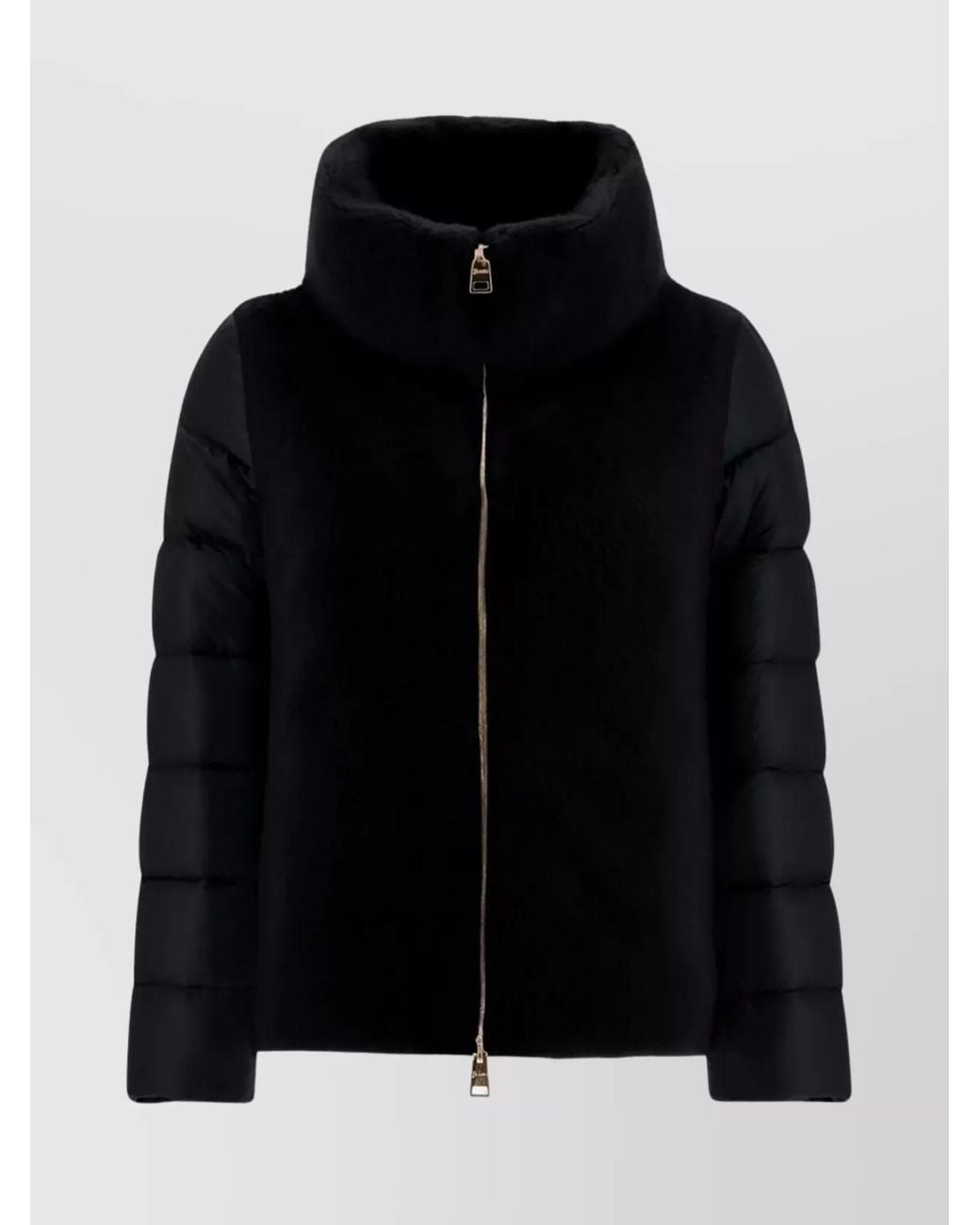 Herno Black Faux Fur Trim Down Puffer Jacket