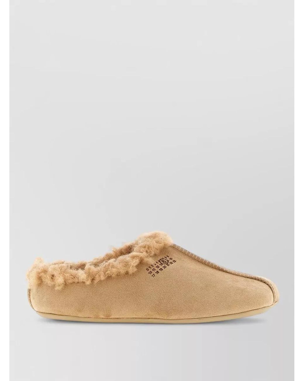 MM6 by Maison Margiela Natural Suede Shearling-Effect Sabots