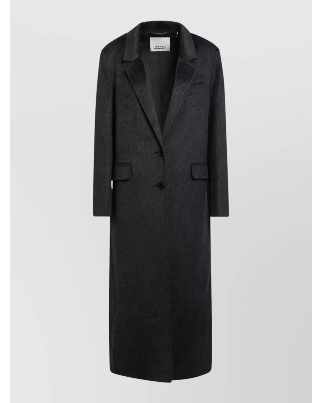 Isabel Marant Black Wool Cashmere Long Single-Breasted Coat