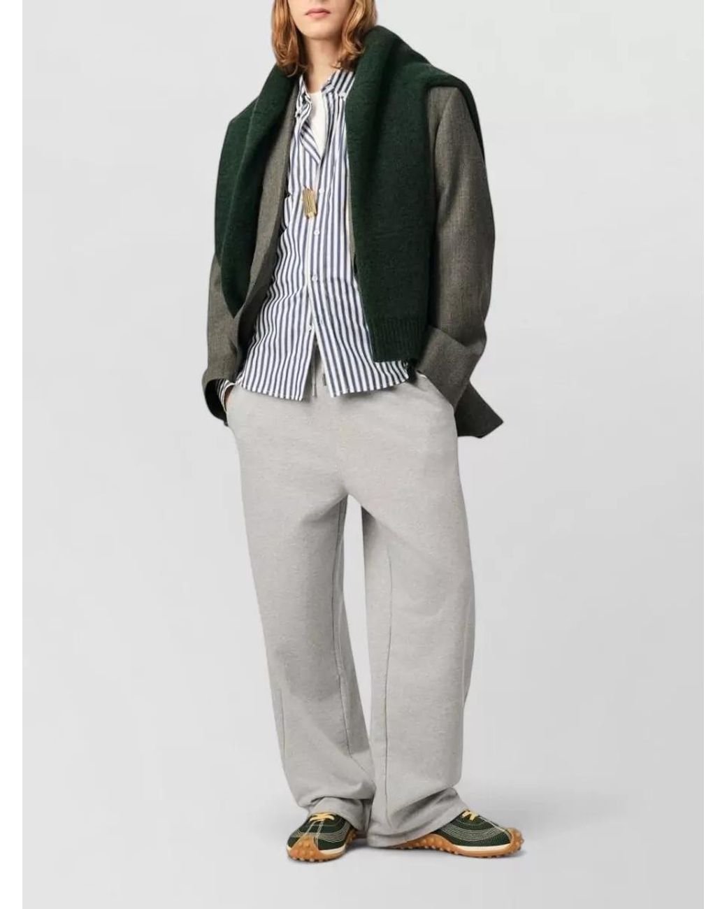 AMI Gray Cotton Relaxed-Fit Sweatpants for men