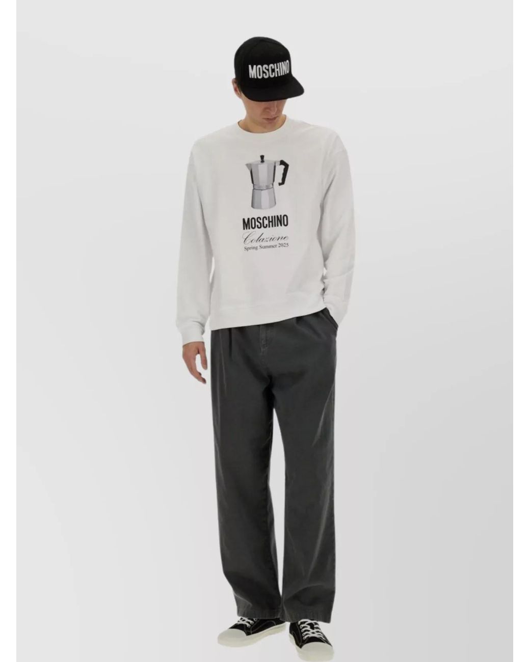 Moschino White Regular-Fit Cotton Sweatshirt for men