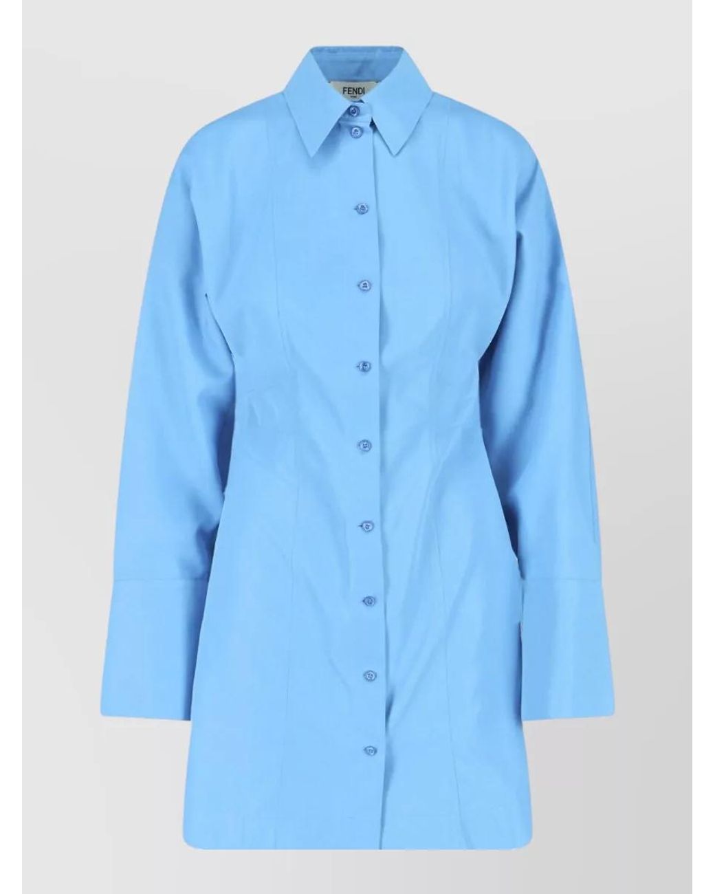 Fendi Blue Viscose Mini Shirt Dress