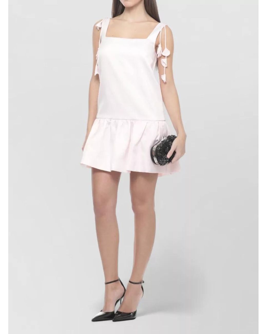 Self-Portrait Pink Taffeta Sleeveless Square Neck Mini Dress