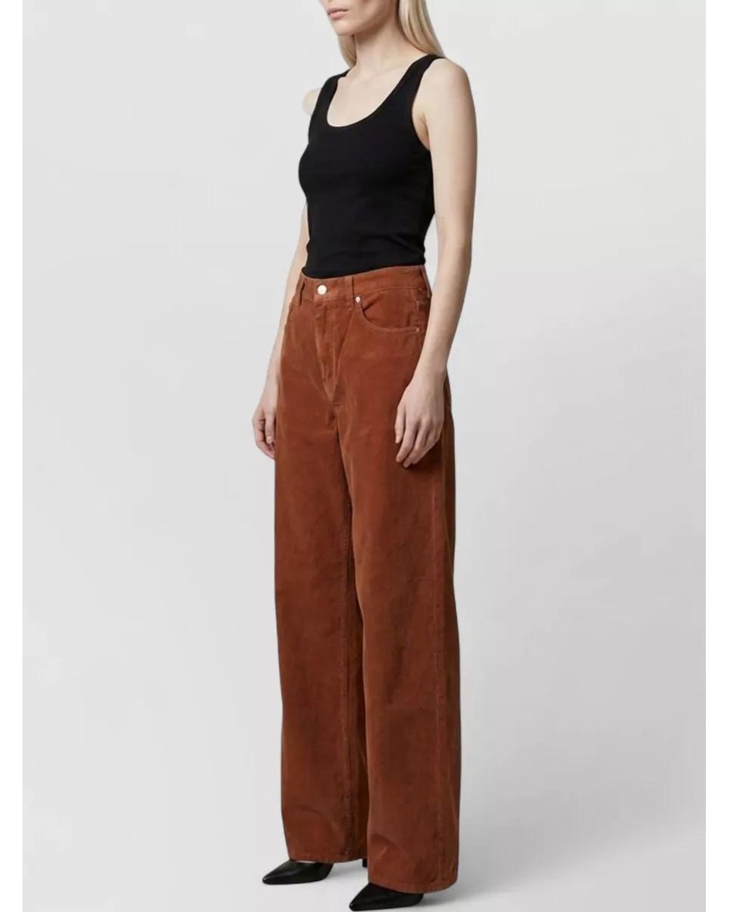 Haikure Brown Cotton High-Rise Wide-Leg Jeans