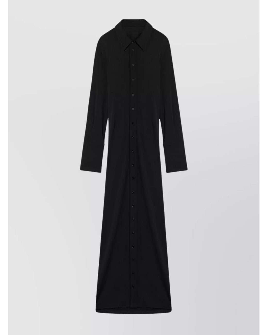 Sportmax Black Viscose Maxi Shirt Dress