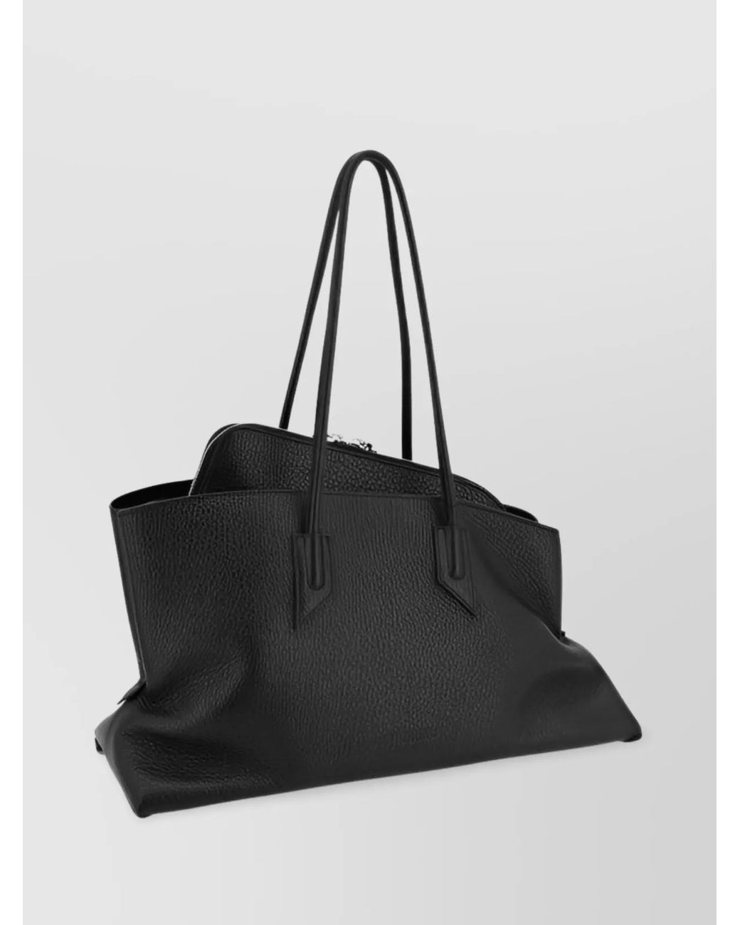 The Attico Black Medium Hammered Leather Shoulder Bag