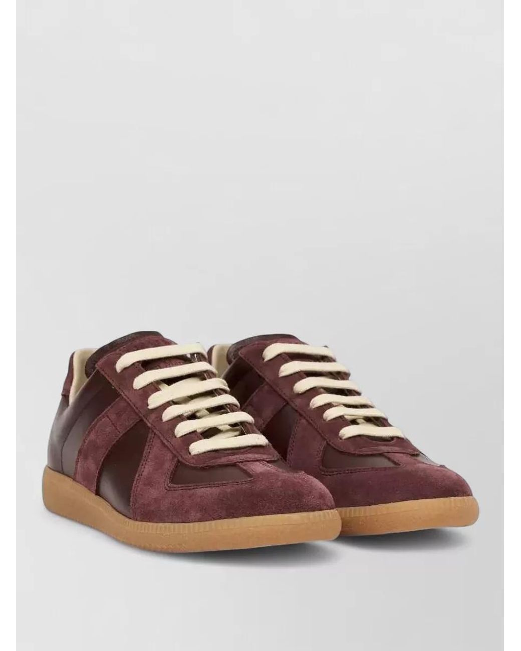 Maison Margiela Brown Leather Replica Lace-Up Sneakers