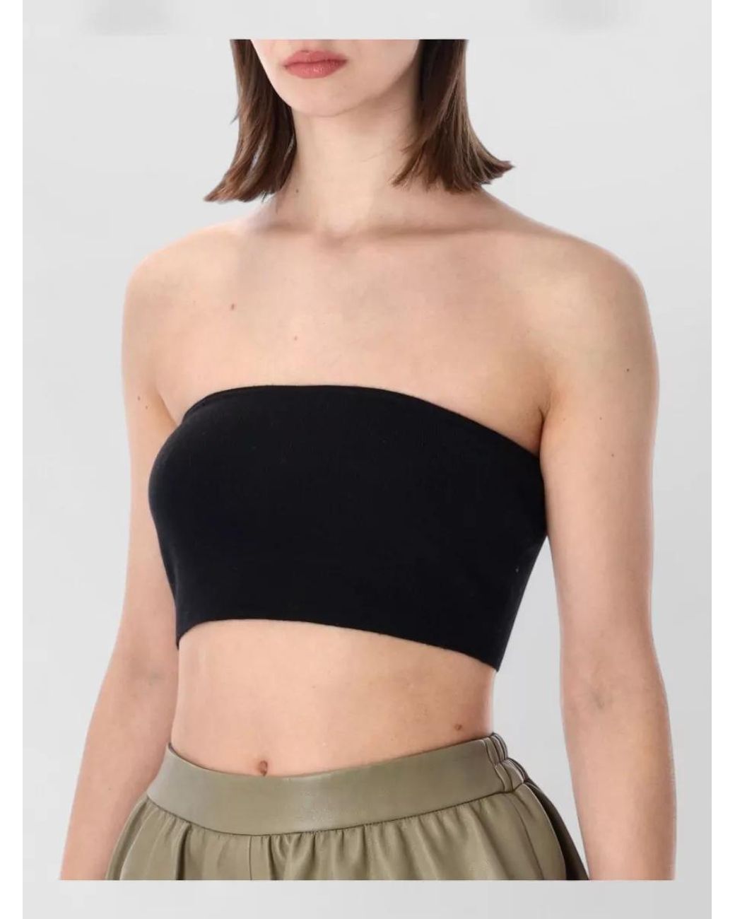 Frankie Shop Green Wool Blend Knit Cropped Strapless Top