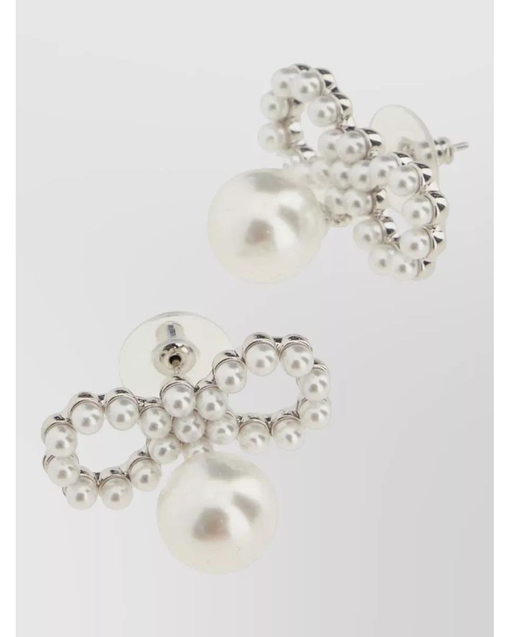 Self-Portrait Multicolor Pearl Bow Earrings
