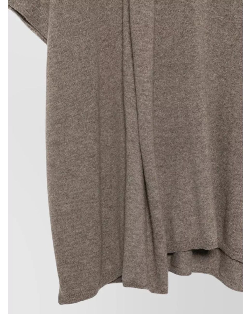 Lisa Yang Gray Cashmere V-Neck Short-Sleeve Sweater