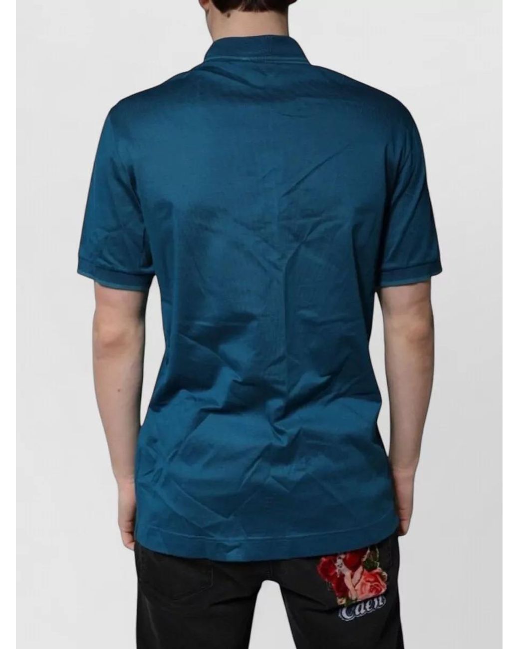 Dolce & Gabbana Blue Cotton Short-Sleeve Polo Shirt for men