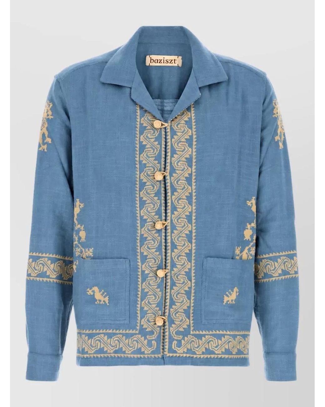 BAZISZT Blue Cotton Shirt Jacket for men