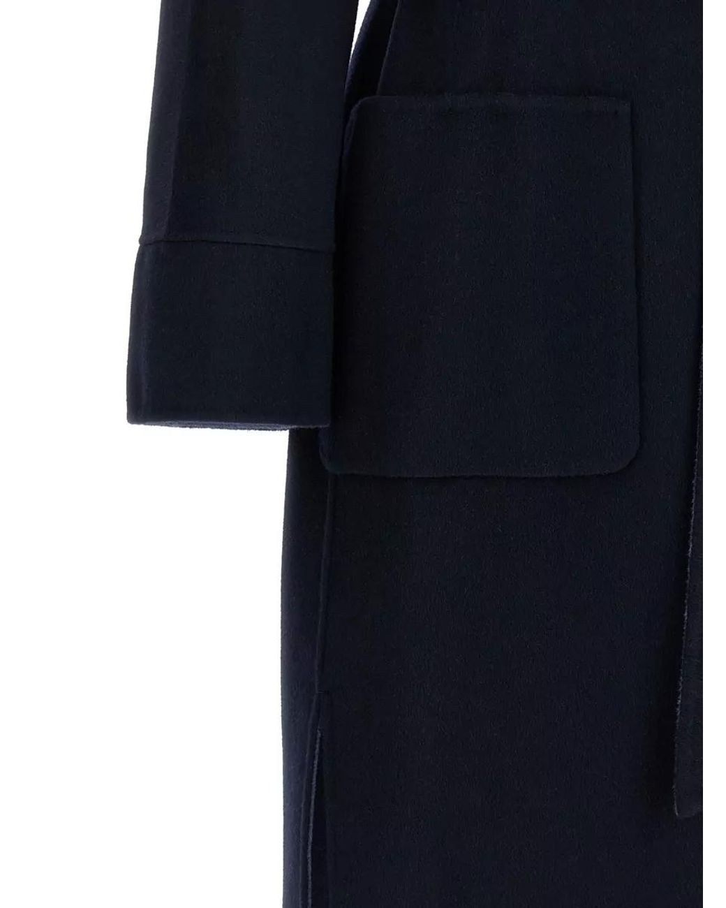 Max Mara Blue Wool Reversible Belted Coat