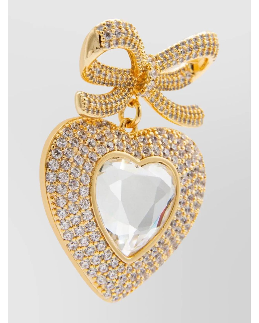 Self-Portrait Metallic Crystal-Embellished Bow Heart Earrings