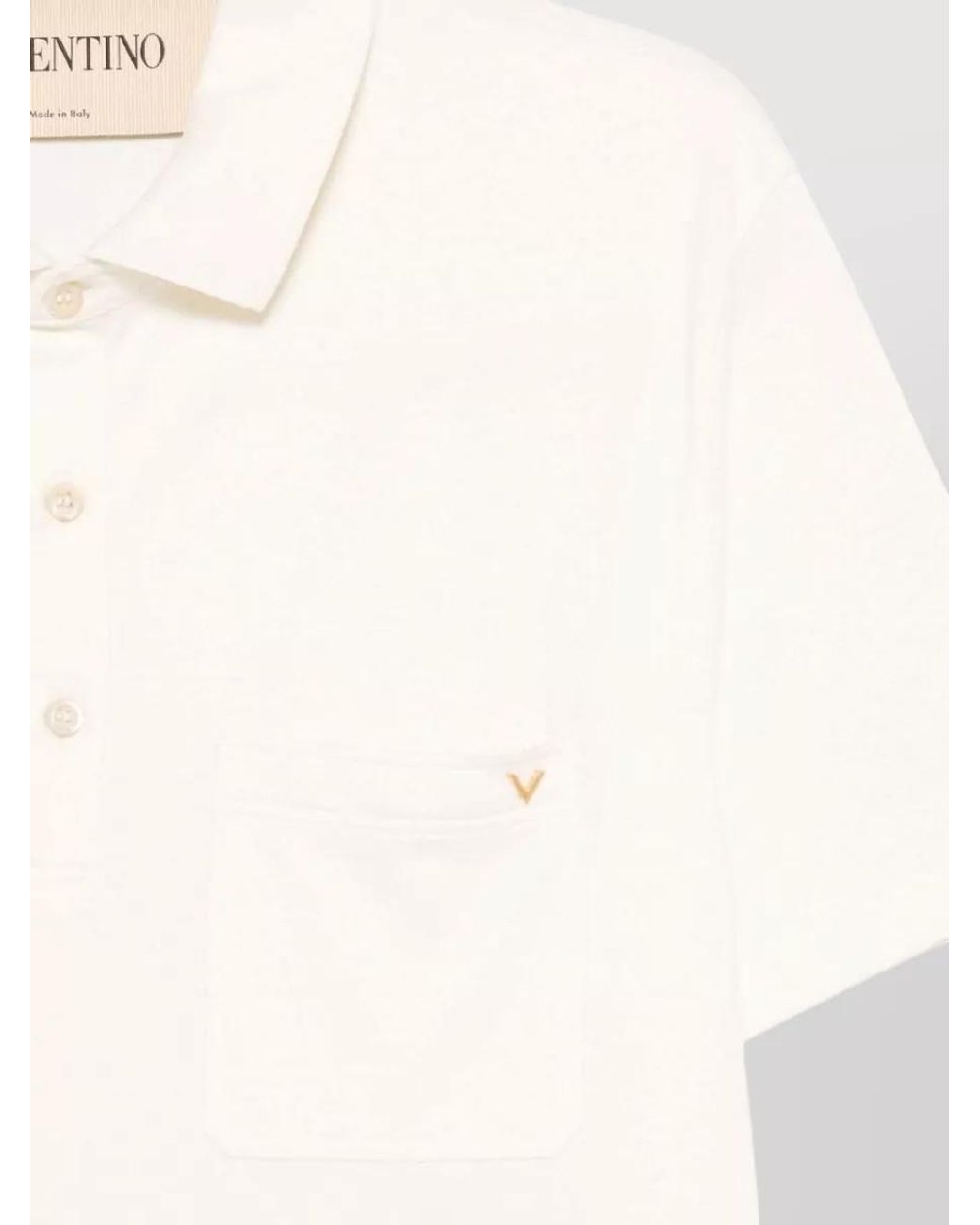 Valentino White Cotton Piqué Short-Sleeve Polo Shirt for men