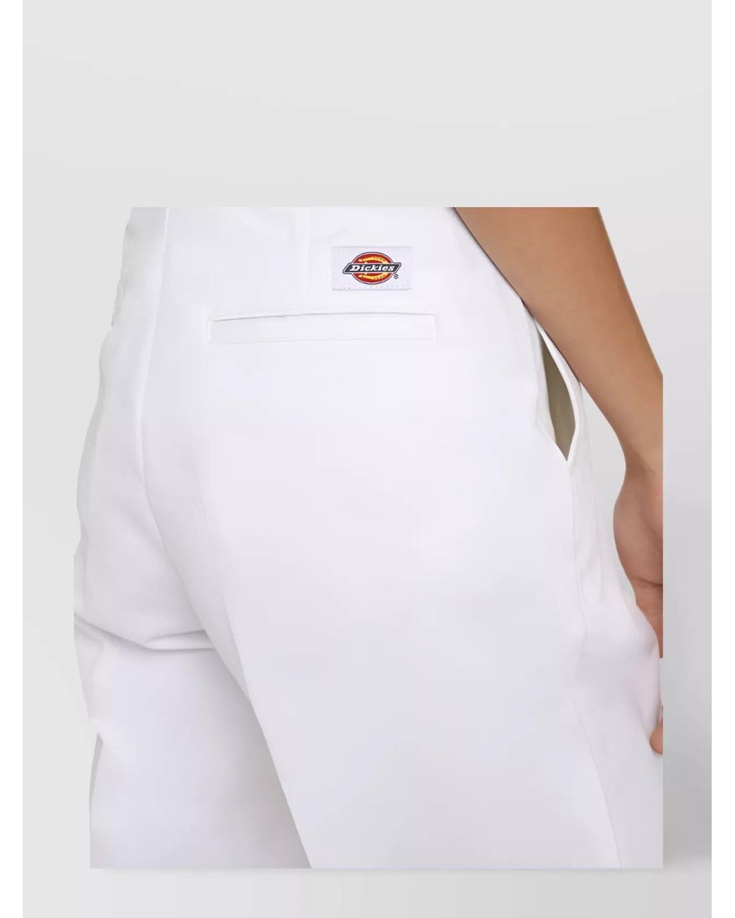 Dickies White Cotton Blend Trousers With Pockets And Loops
