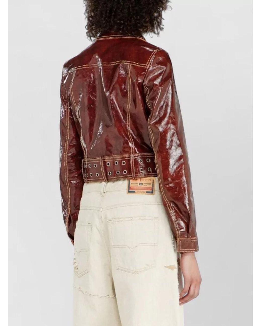 DIESEL Red Shearling Double Breasted Coat