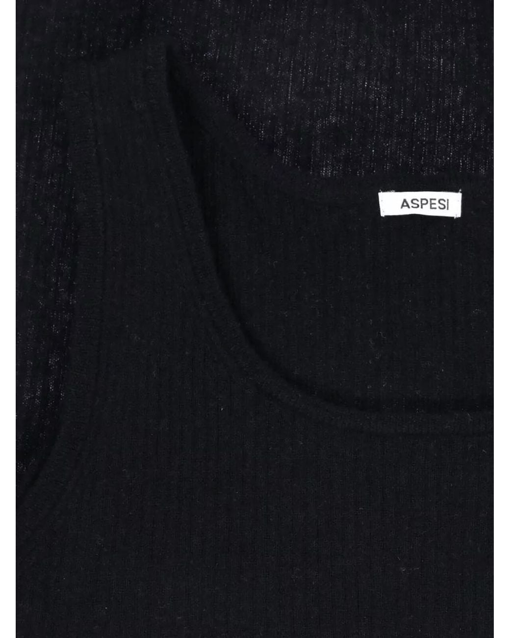 Aspesi Black Cashmere Wool Long-Sleeve Knitted Top