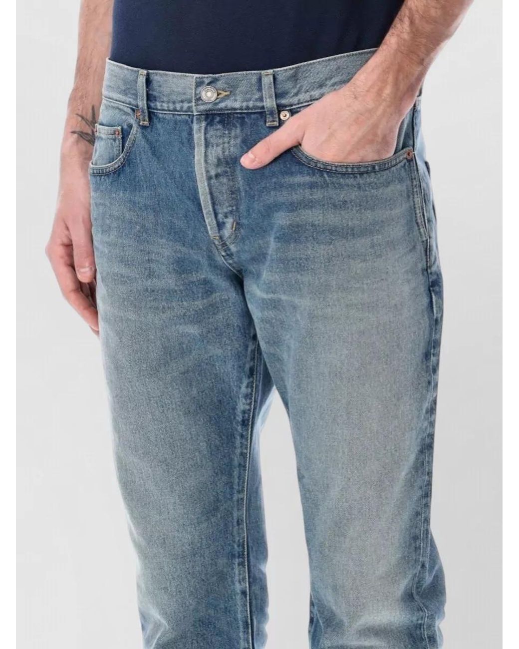 Saint Laurent Blue Denim Relaxed Slim Trousers for men