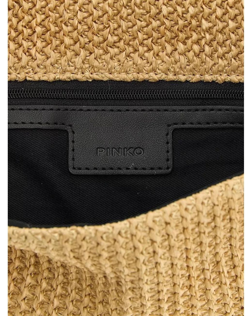 Pinko Natural Love Bag Click Raffia Shoulder Bag