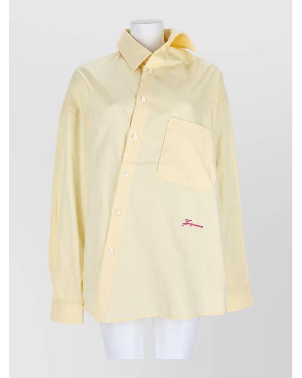 Jacquemus Natural Asymmetric Cotton Long-Sleeve Shirt