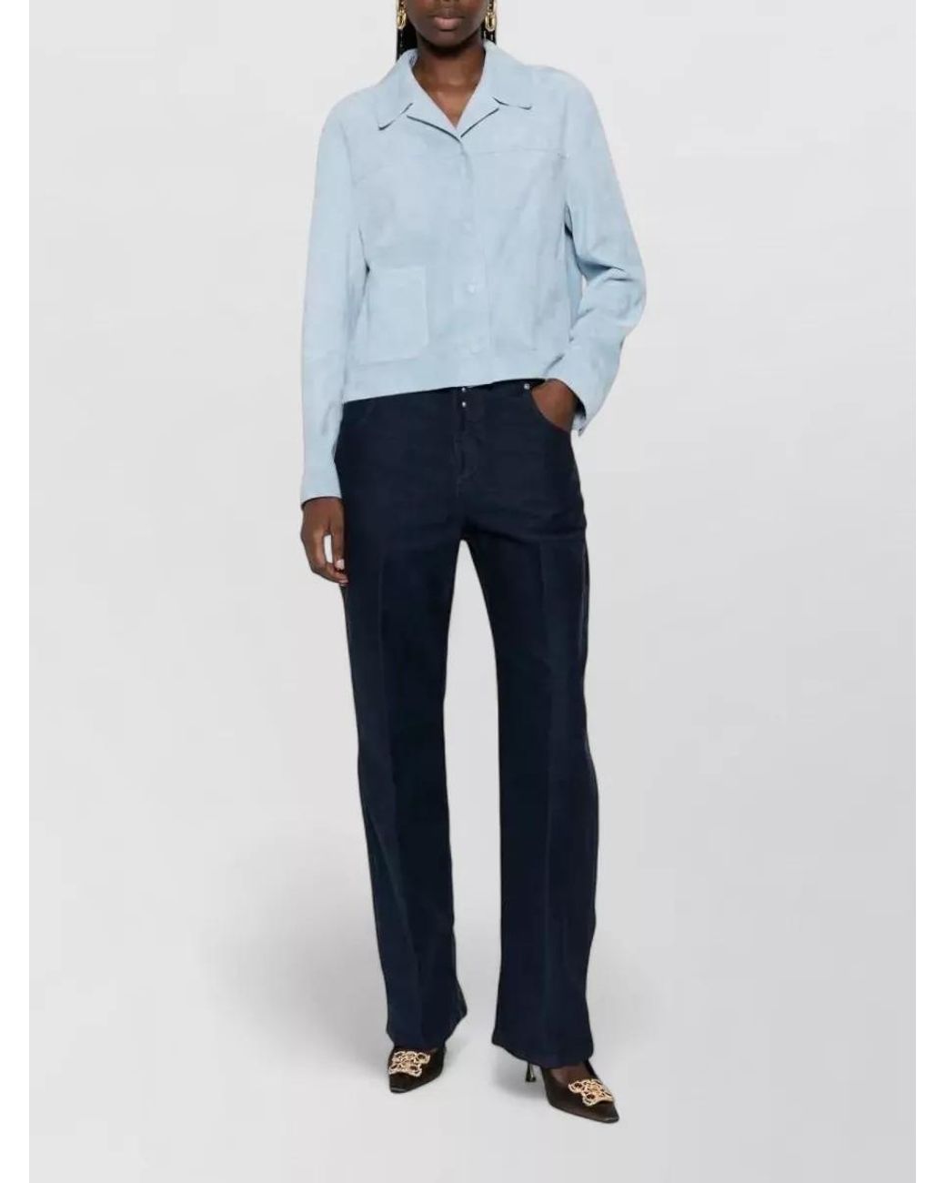 Tom Ford Blue Lamb Leather Cropped Jacket