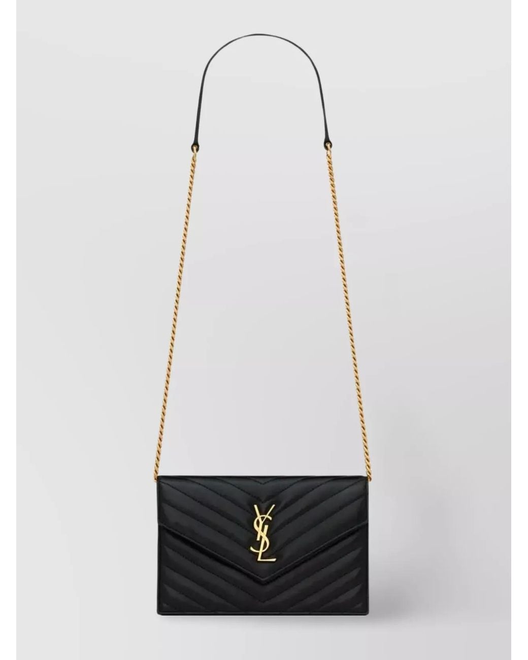 Saint Laurent White Cassandre Lambskin Wallet On Chain