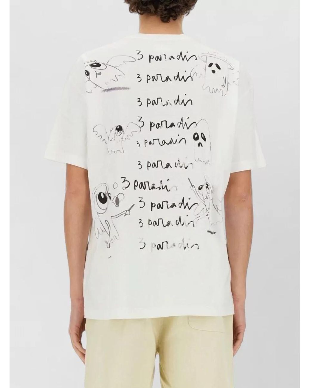 3.PARADIS White Cotton T-Shirt for men