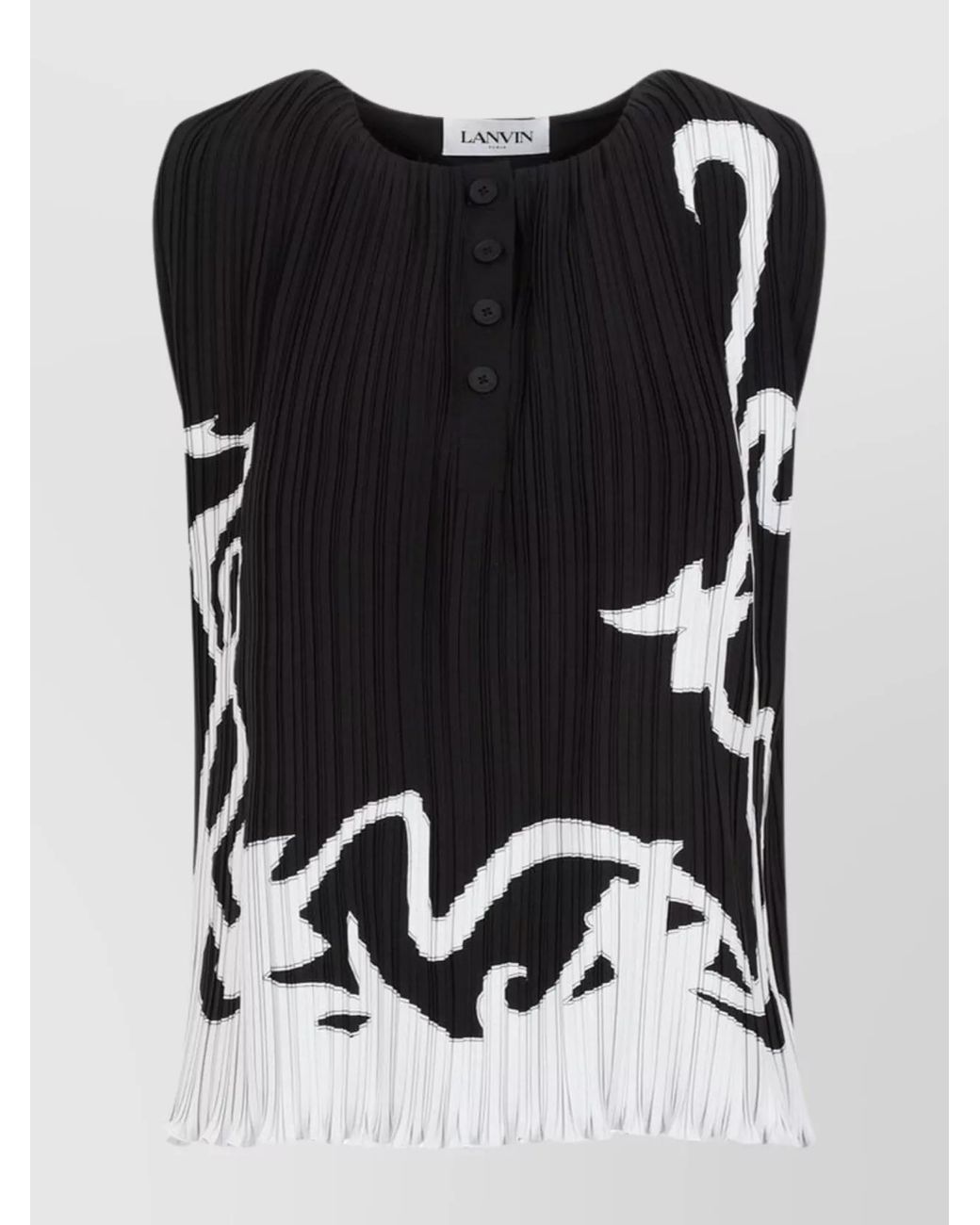 Lanvin Black Sleeveless Pleated Blouse