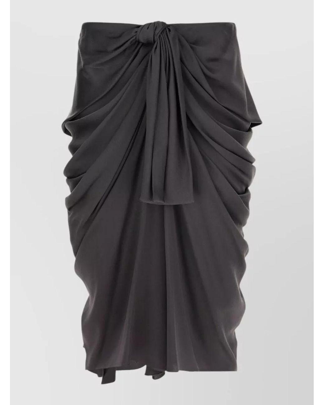 Chloé Gray Silk Draped Midi Skirt