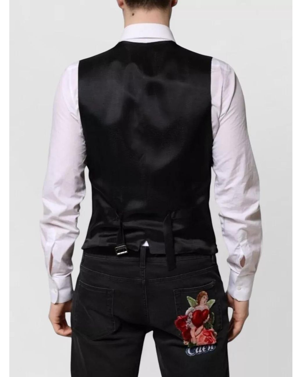Dolce & Gabbana Red Sequined V-Neck Waistcoat for men